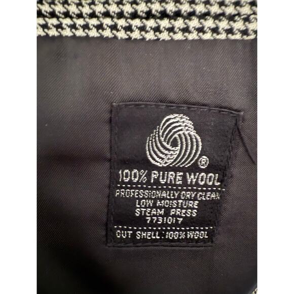 Vintage Macy’s Men’s Wool Blazer Jacket – Black & White Houndstooth – Size 44L - Picture 2 of 9